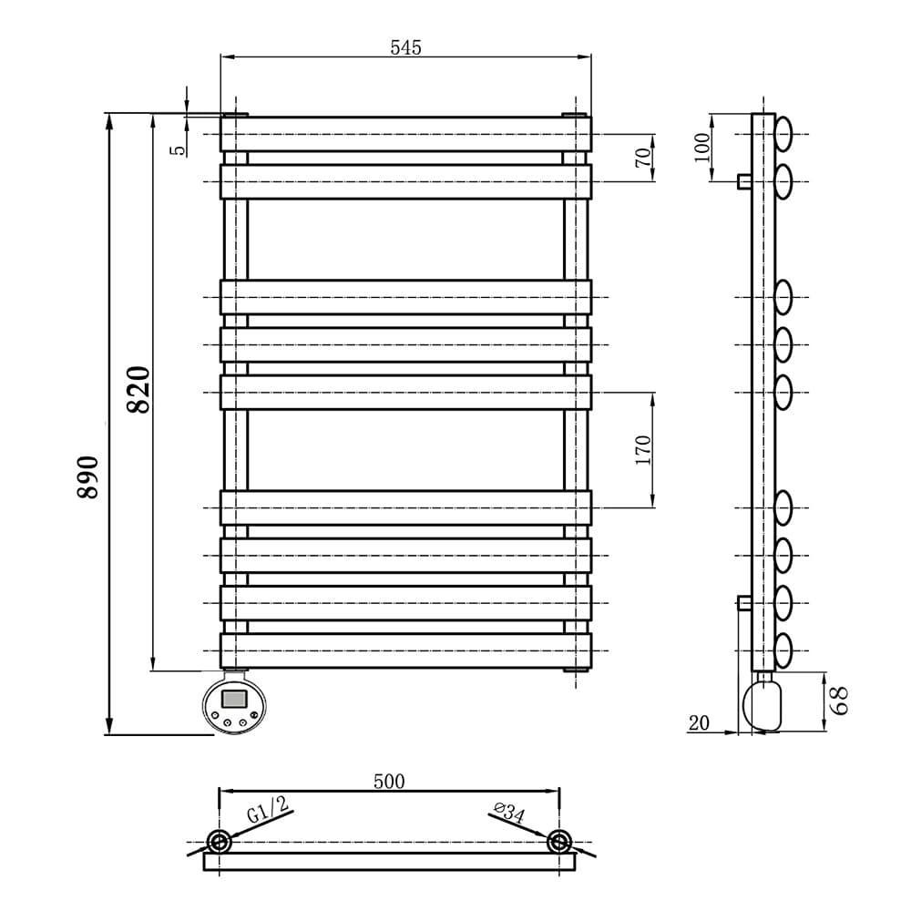 АЛЬФА П9 500х820 EL графит