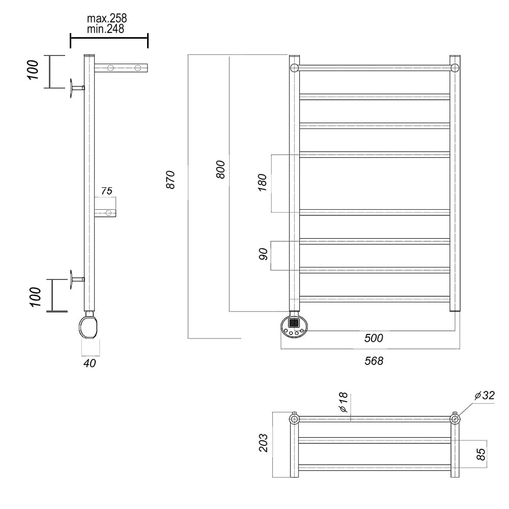 Медея с 2 полками П8 500x800 EL золото